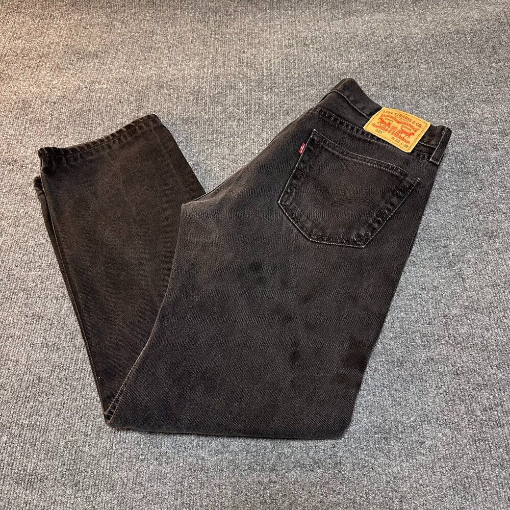 Levi's 505 Black Jeans Straight Leg‎ Denim Men's Size 33 x 32 Stained / Workwear